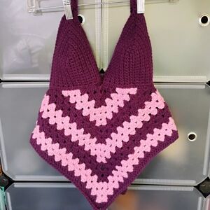 Purple and Pink Crochet Crop Top